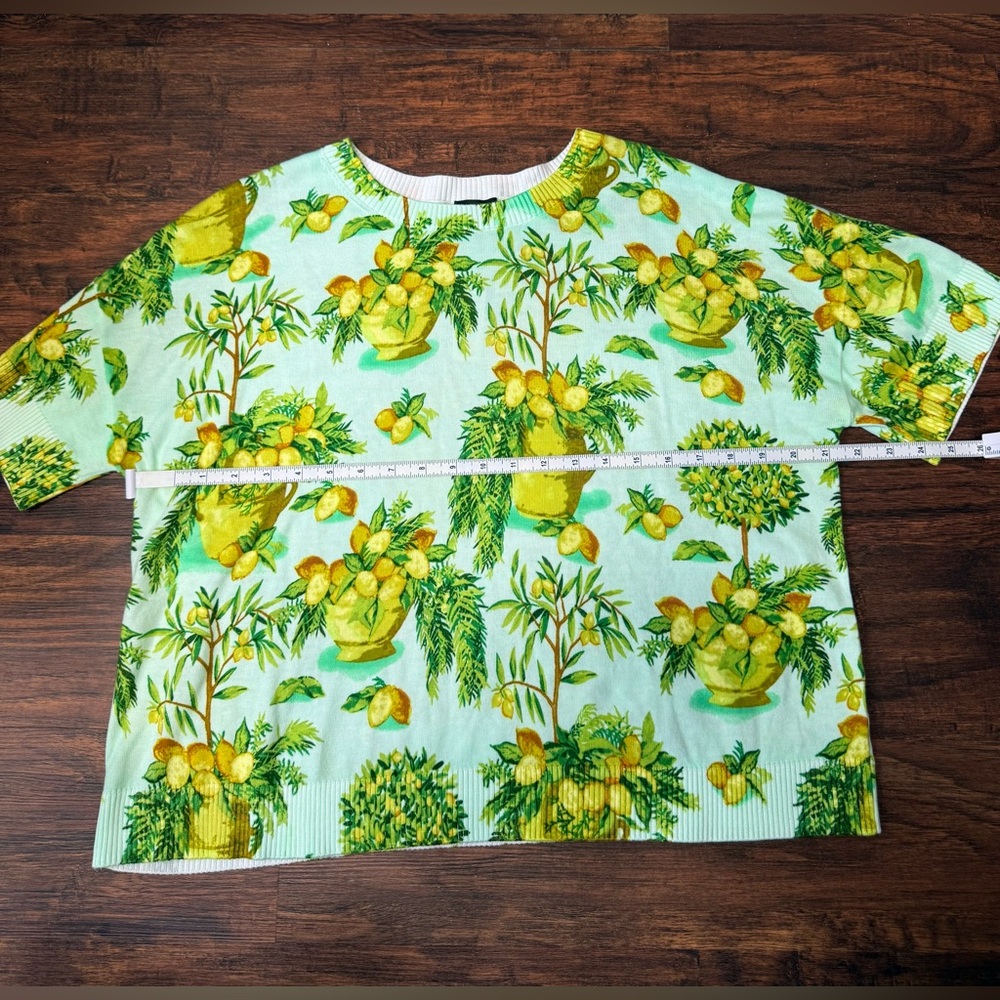 Talbots Elbow Sleeve Lemon Trees Print Pullover Sweater Sz L NWT Grandmacore - Picture 11 of 14